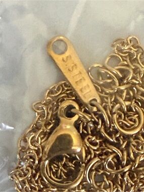 Gold-Tone Stainless Steel Heart Lobster Clasp Necklace